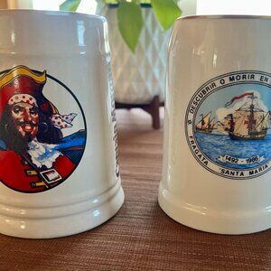 Vintage Captain Morgan and Santa Maria Ceramic Steins